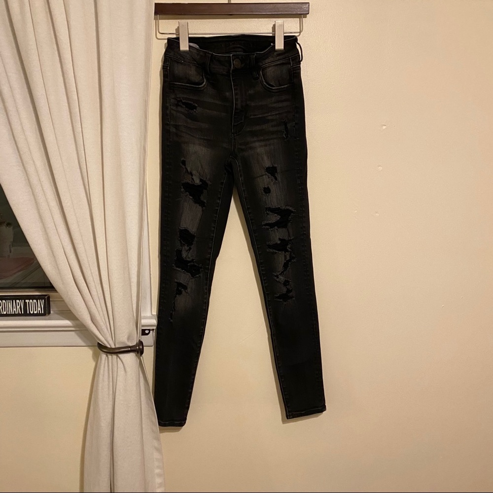 American Eagle Black Wash Ripped Jeans